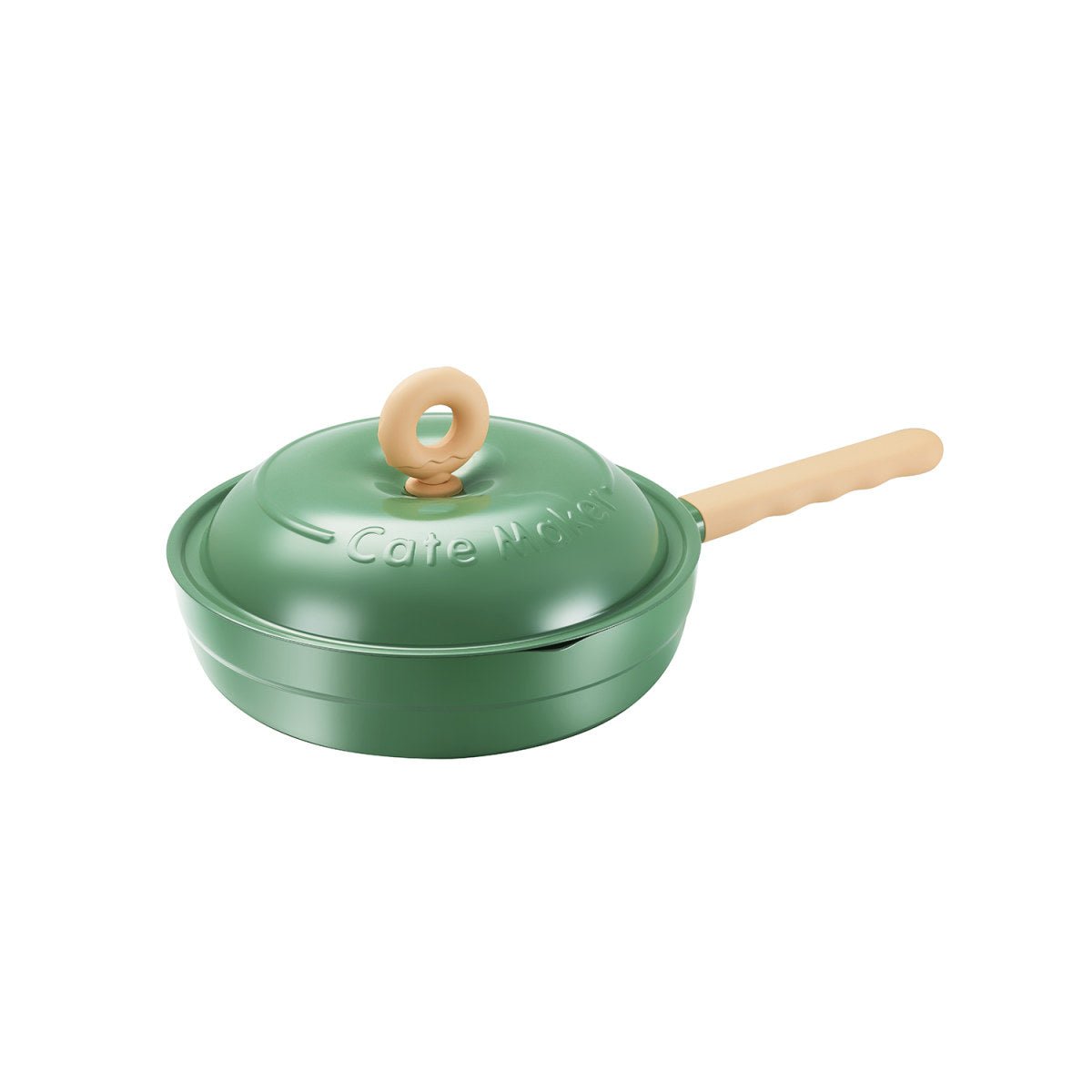 Donut Lightweight 28cm Green Non-stick Enamel-coated Frying Pan - A Dash of Girlish Delight-1