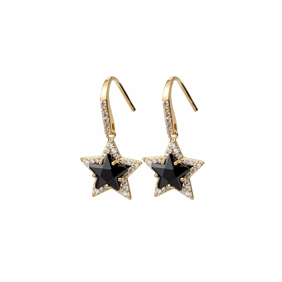 Double Stars Black Earrings-0