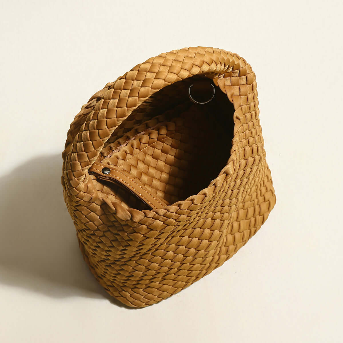 Earthy Medium Woven Top Handle Bag-3