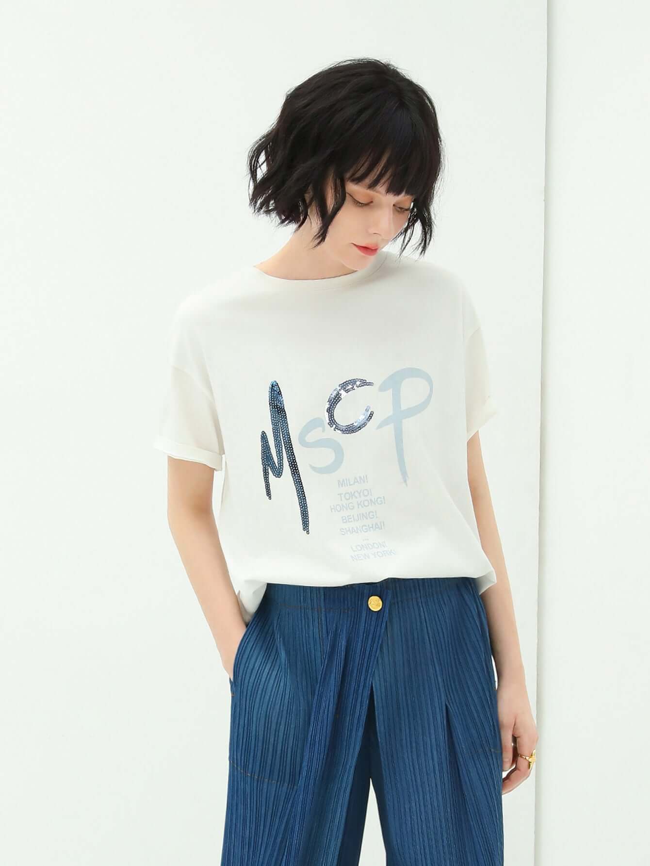 Embroidered White Short Sleeve MSCP-2