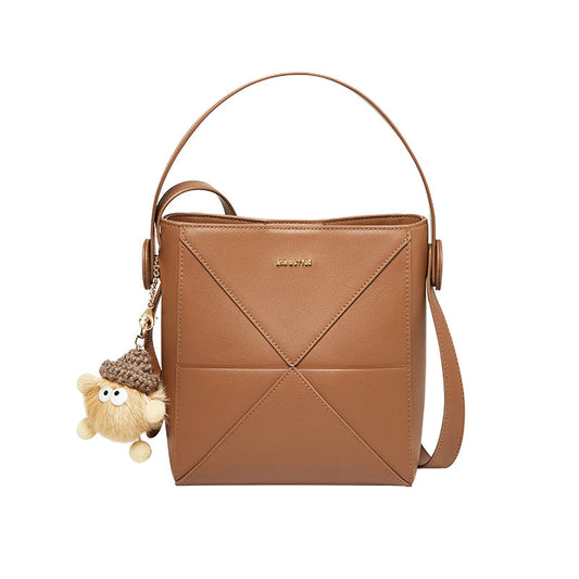 Fur-Charm Casual Crossbody Bucket Bag-0