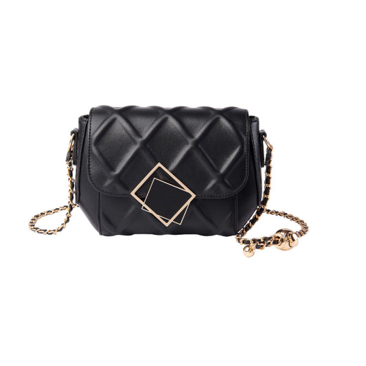 Geometric Lock Quilted Shoulder Bag-0