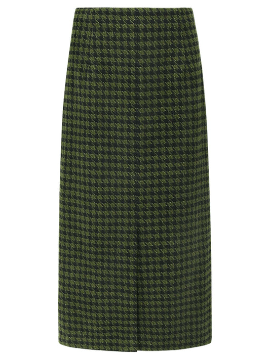 Holiday Checked Green Midi Skirt-3