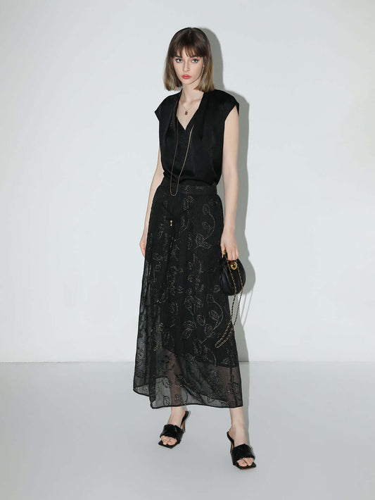 Intricately Embellished Glitter Embroidered Skirt-2