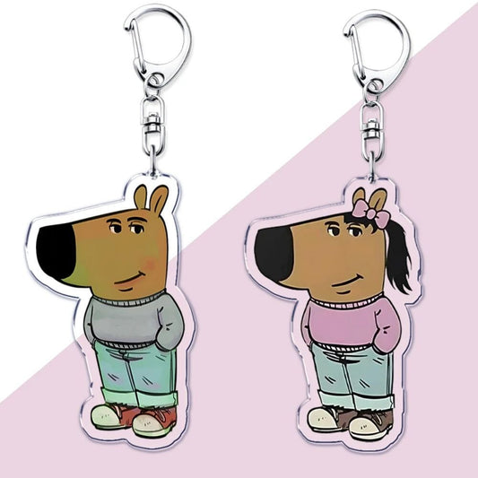 Just A Chill Guy/Girl Meme Nyckelring – Perfekt Present för Vänner & Hundälskare!