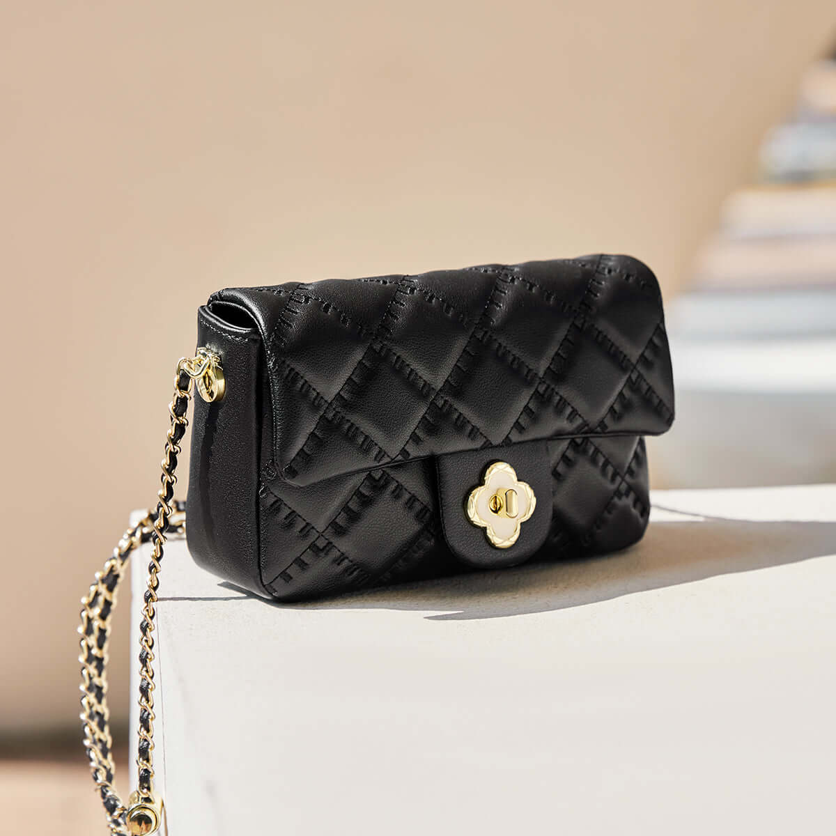 Karina Black Quilted Shoulder Bag-1