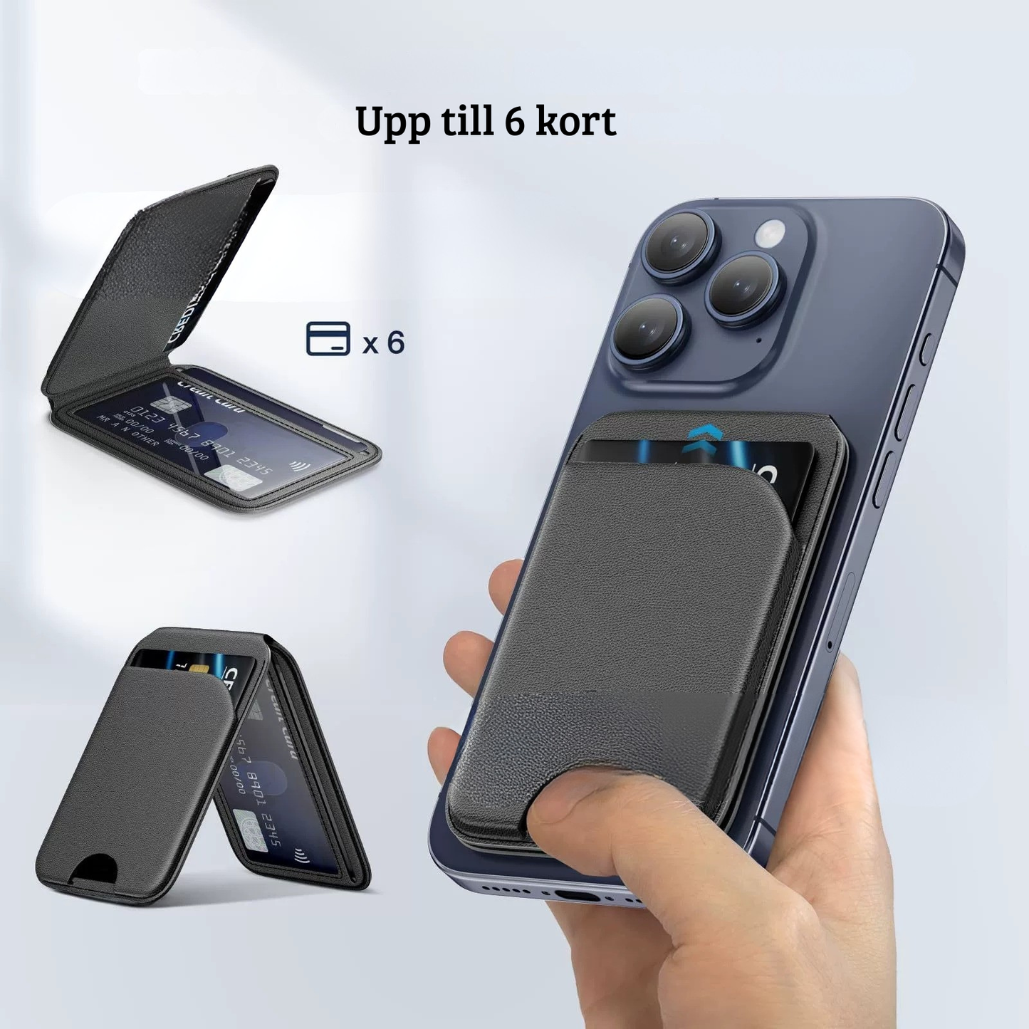 Korthållare magnetisk med mobilställ, vikbar design