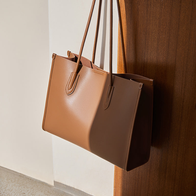 Large Capacity Leather Commuter Tote Bag-1