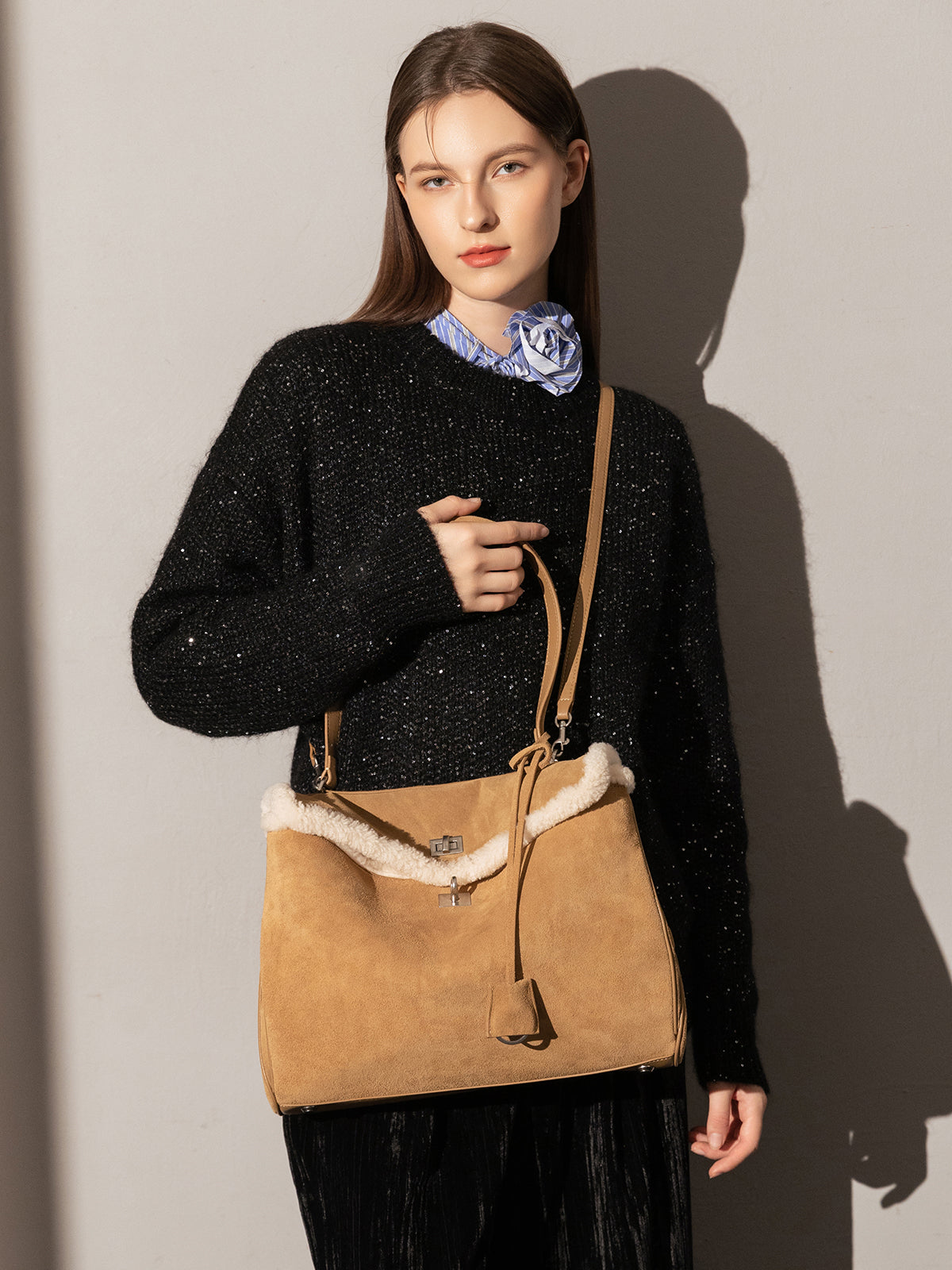 Manhattan Large Felt Leather Tote Bag-3