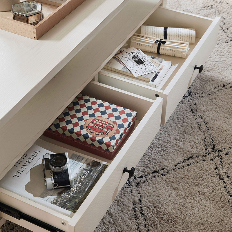 Modern Nordic Coffee Table with Drawers-4
