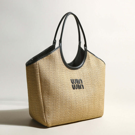 Natural Khaki Woven Tote Bag-1