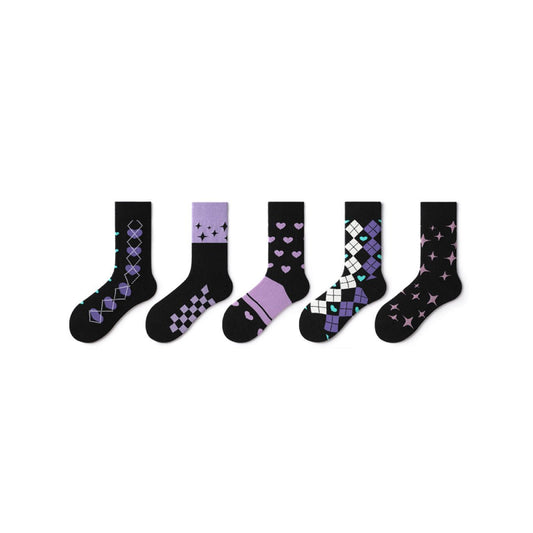 Night Love All-season Women 5pcs Crew Socks Set-0