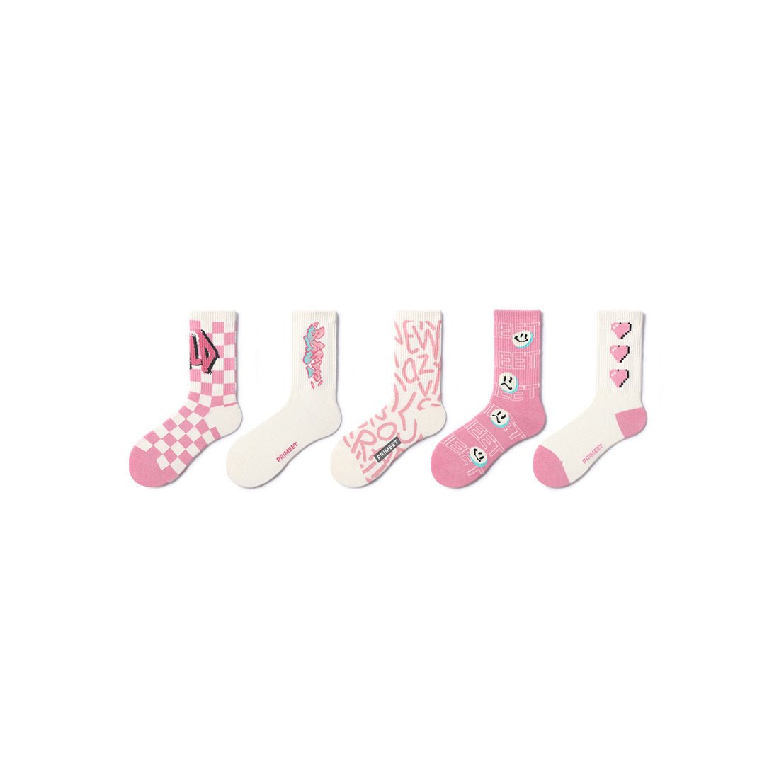 Pink Crush All-season Unisex 5pcs Crew Socks Set-0