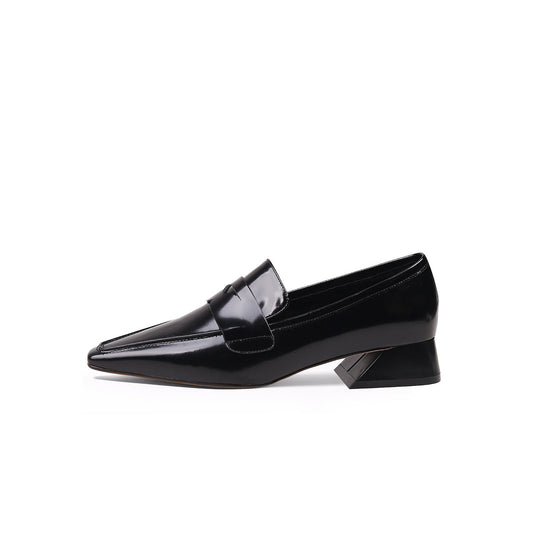 Pointed Toe Trapezoid Heel Loafers-0
