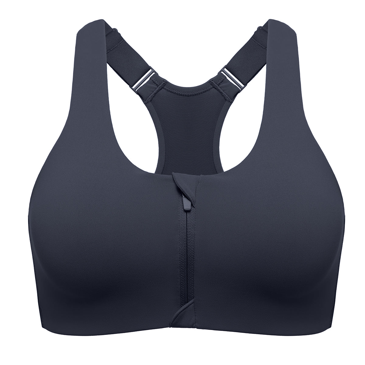 Power On Soft Padded High Impact Zip Front Workout Bra-3