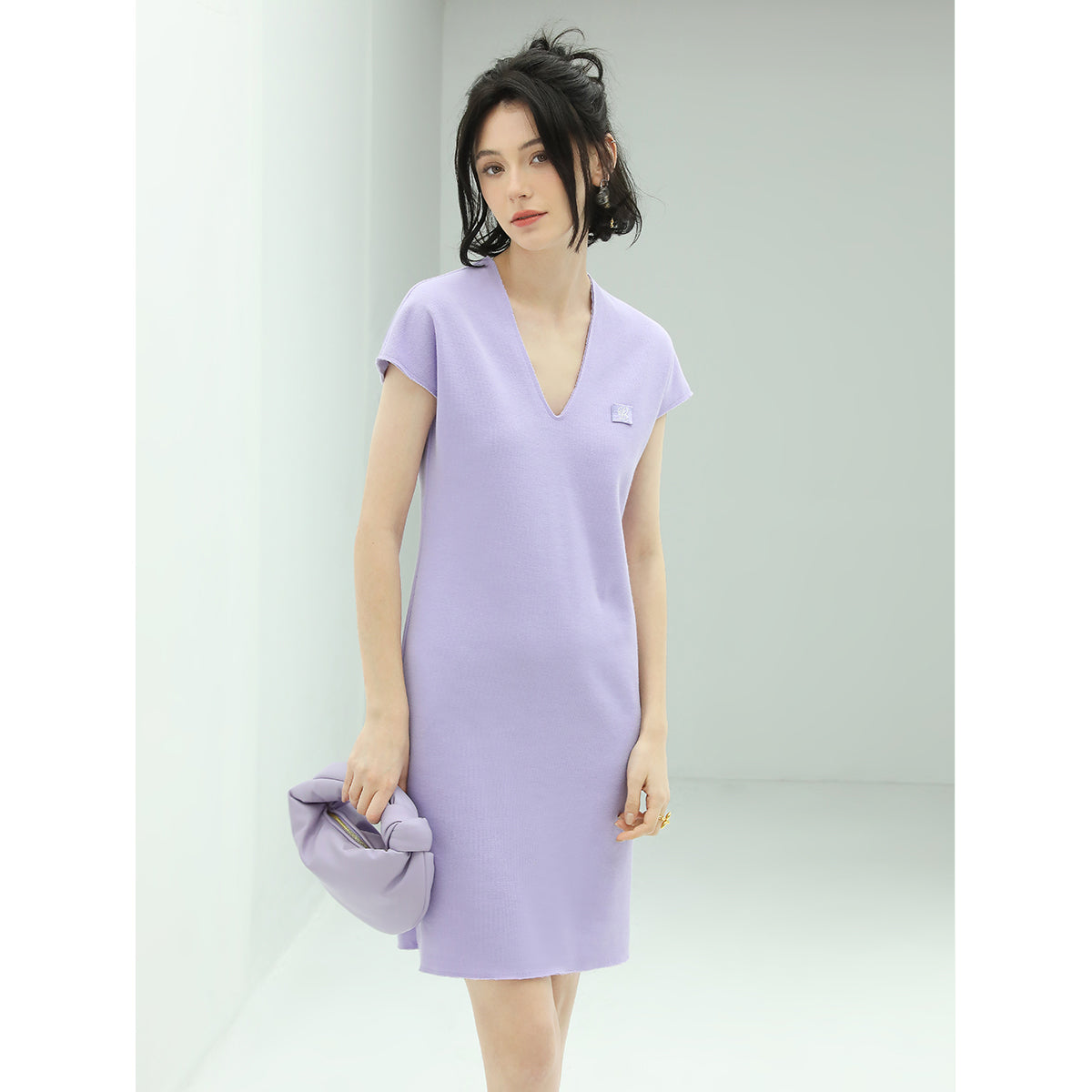 Relaxed Short Sleeved Lavender Dress-2