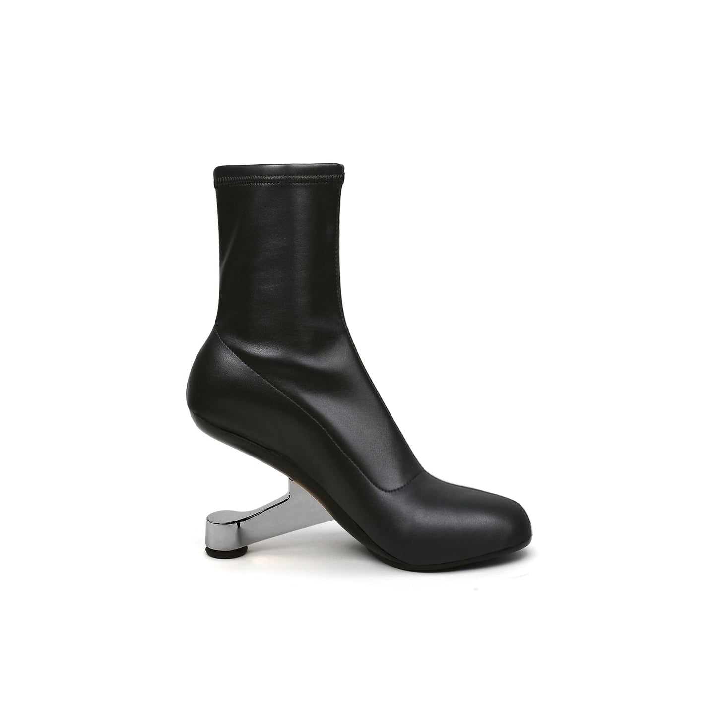 Round Toe Classic Black Leather Boots-2