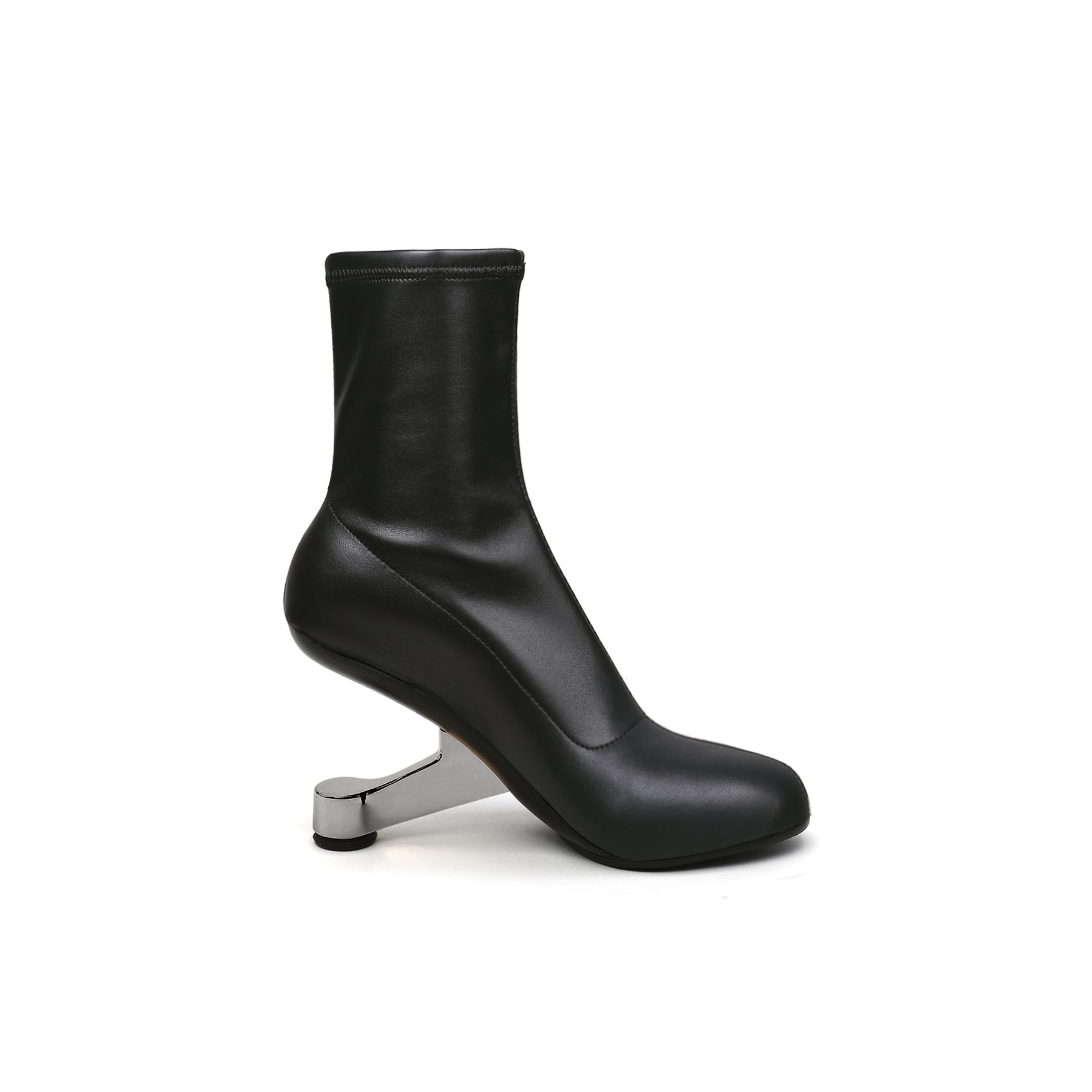 Round Toe Classic Black Leather Boots-2