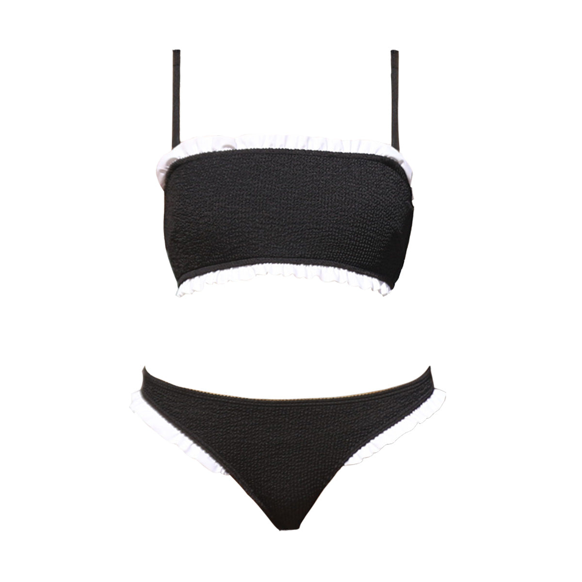 Ruffle Trim Two Piece Bandeau Swimsuit-3