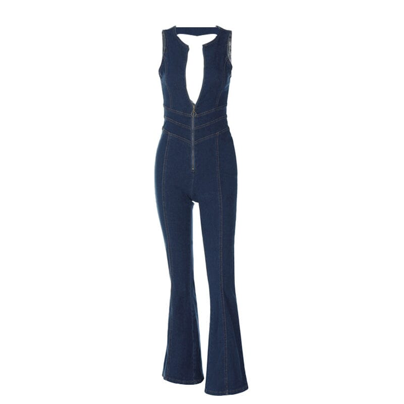 Rygglös Hjärta Denim Jumpsuit