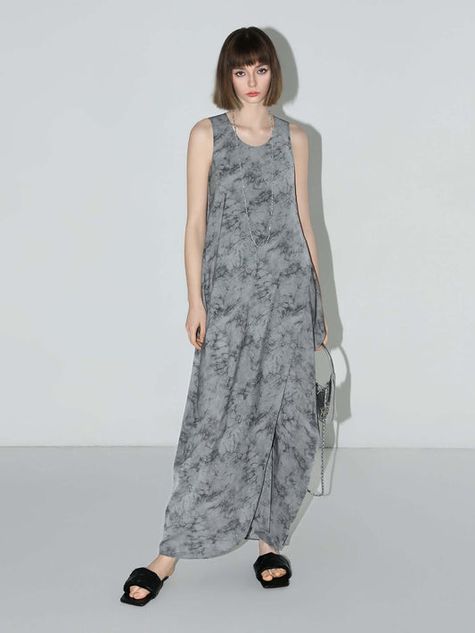 Serene Zen Tie-Dye Print Tank Dress-0