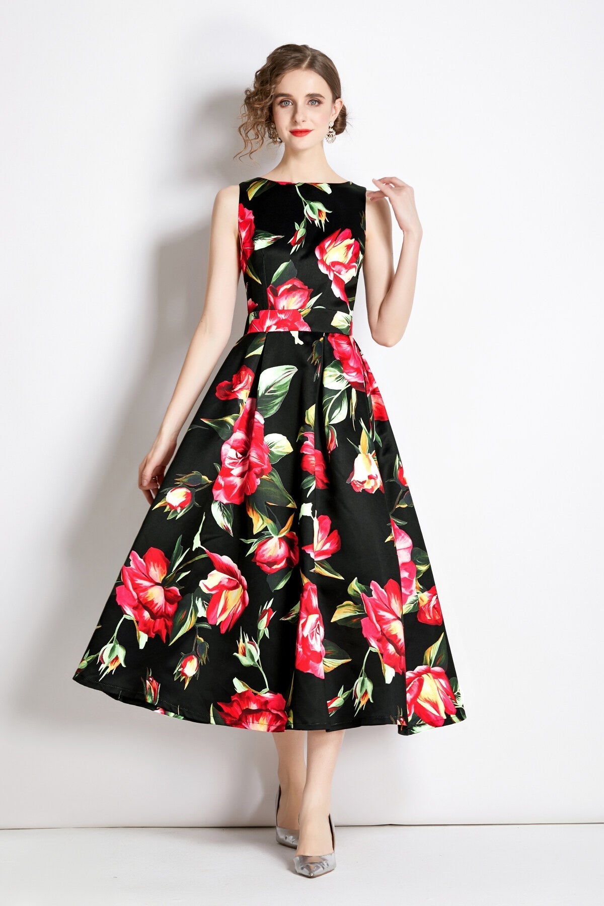 Sleeveless Structured Tailoring High Waisted Dress-0