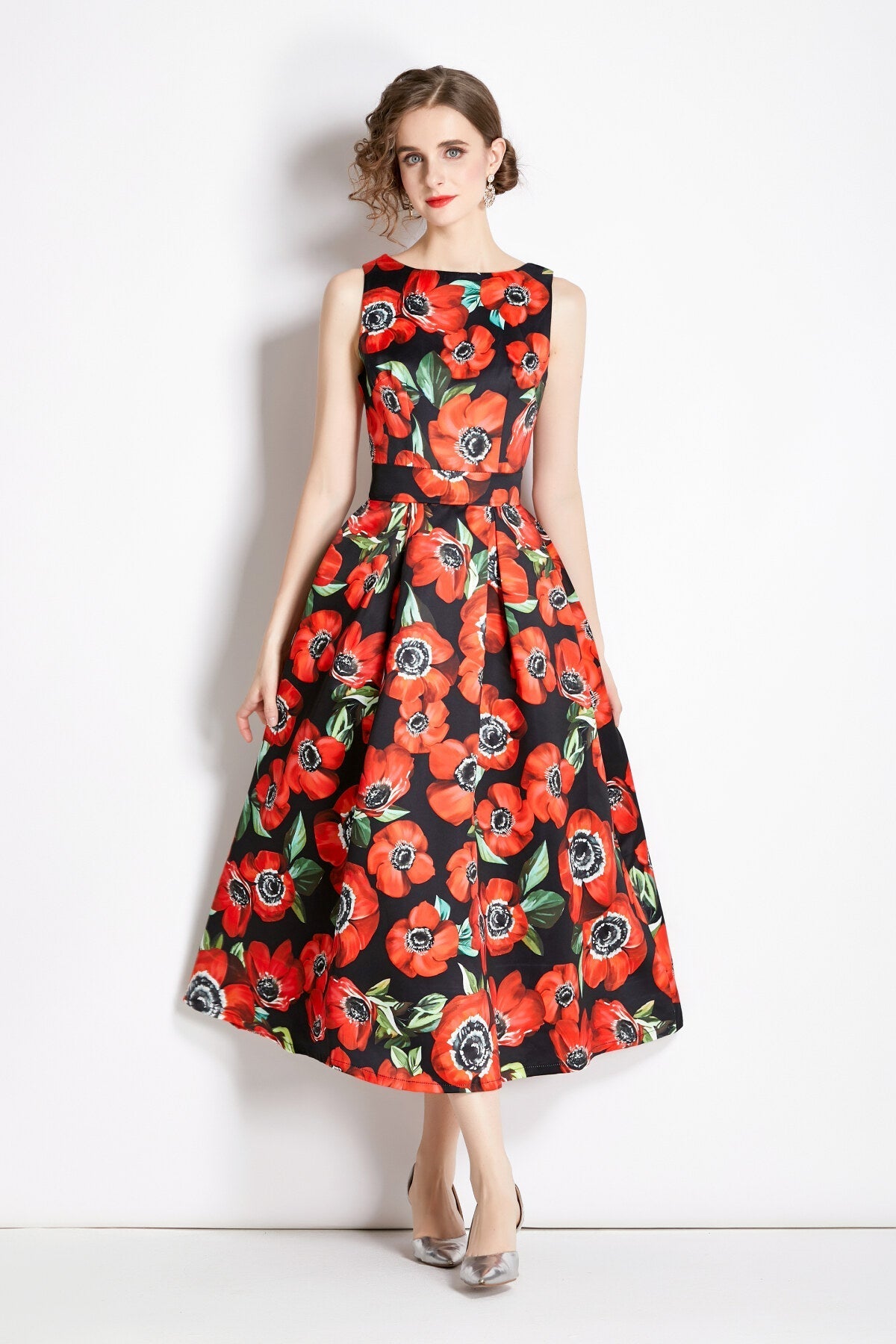 Sleeveless Structured Tailoring High Waisted Dress-6