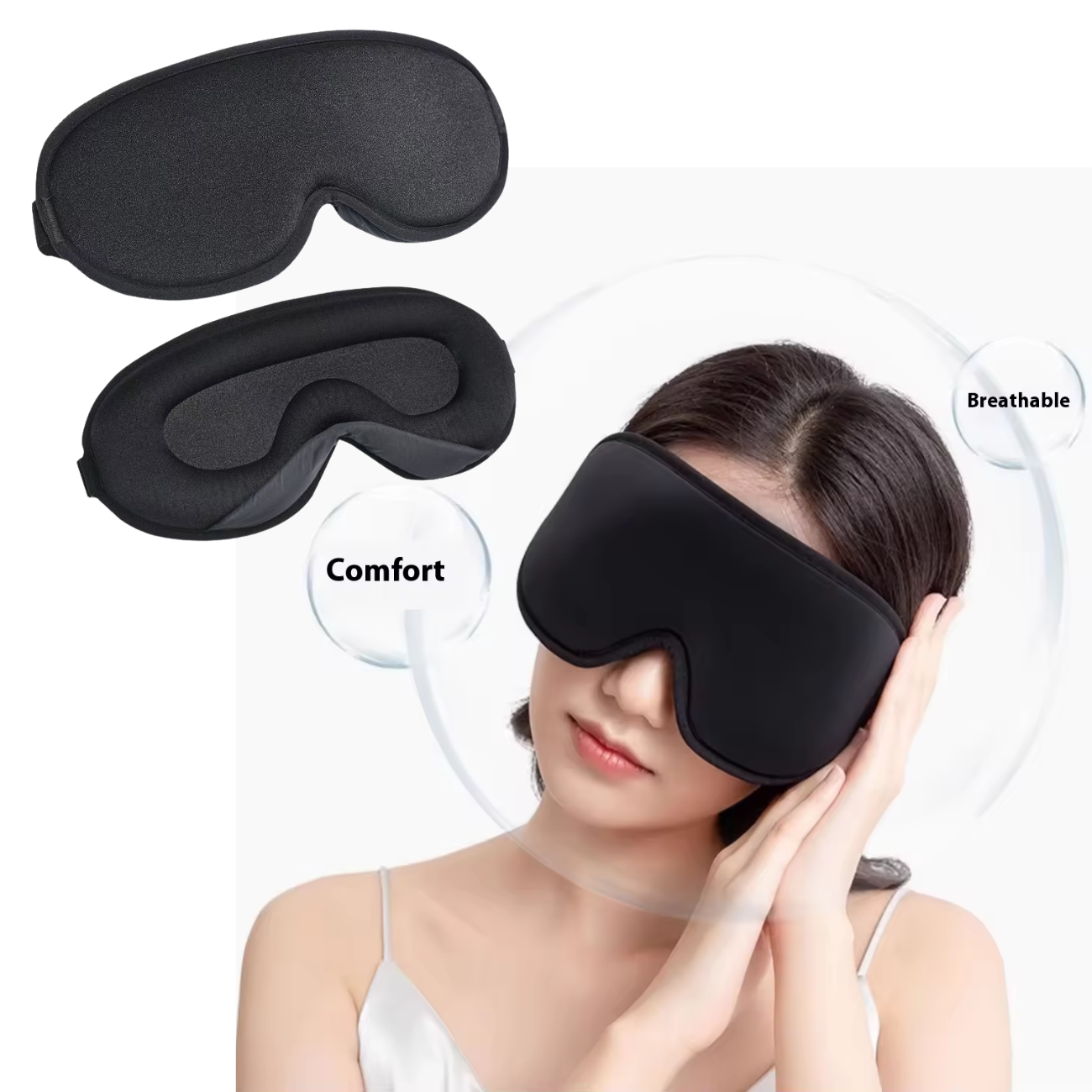 Sovmask 3D med memory foam, ergonomisk och ljusblockerande