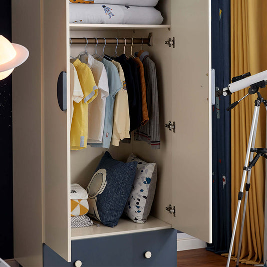 Space Boy Navy and White Wardrobe Rack-1