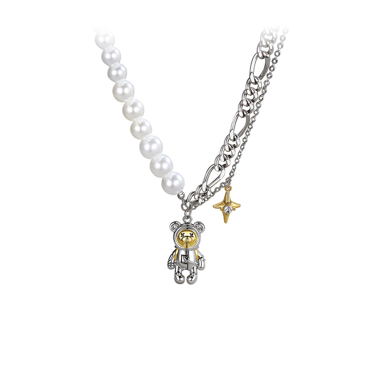 Star Astronauts Bear Gold Necklace-0