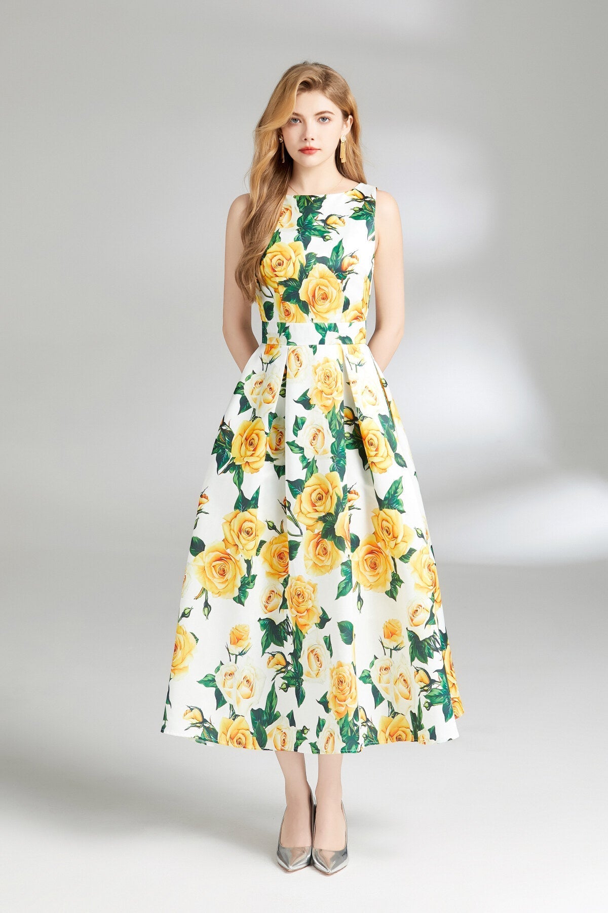 Sunshine Daydream Sleeveless Boat Neck Dress-0